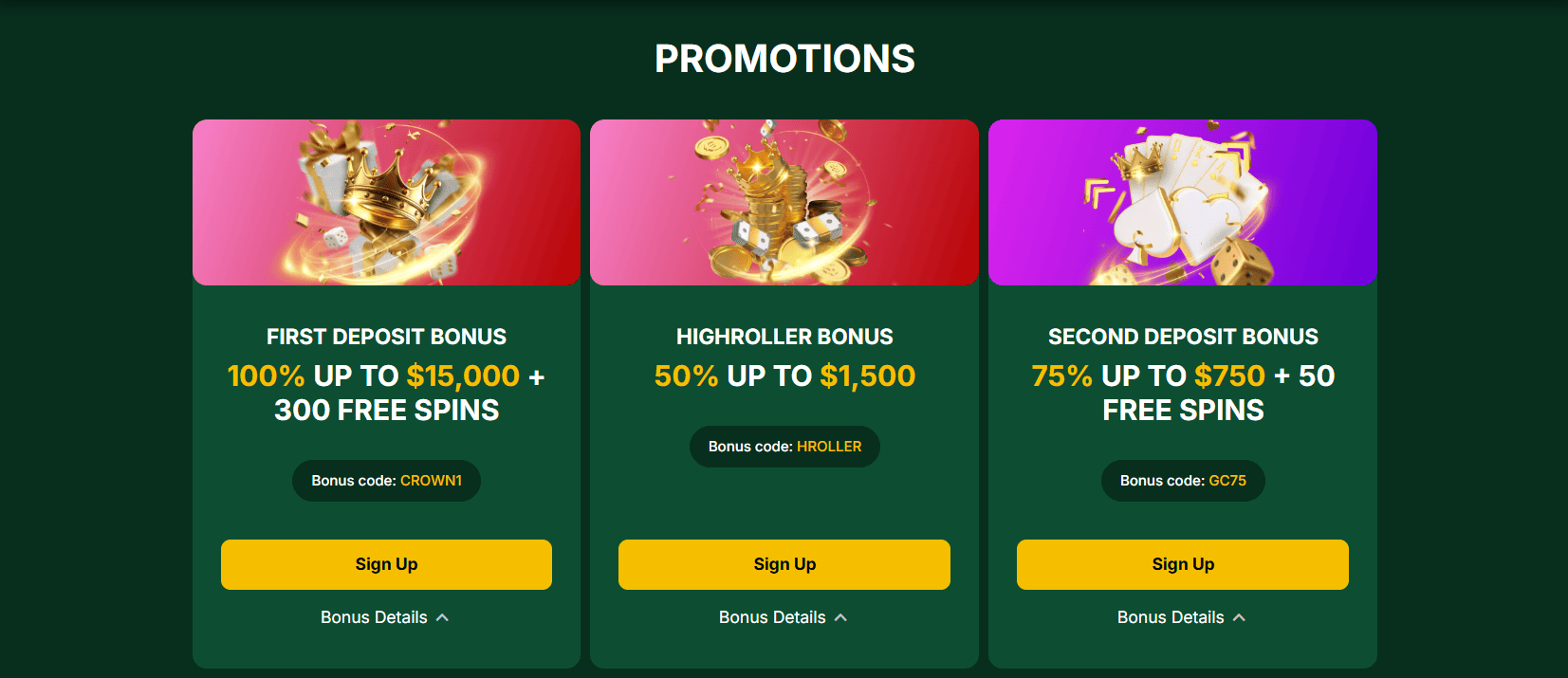 golden crown casino bonuses